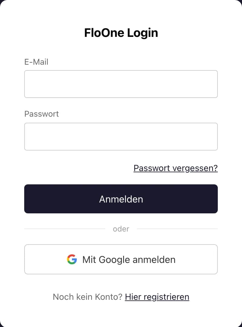 FloOne Login-Formular