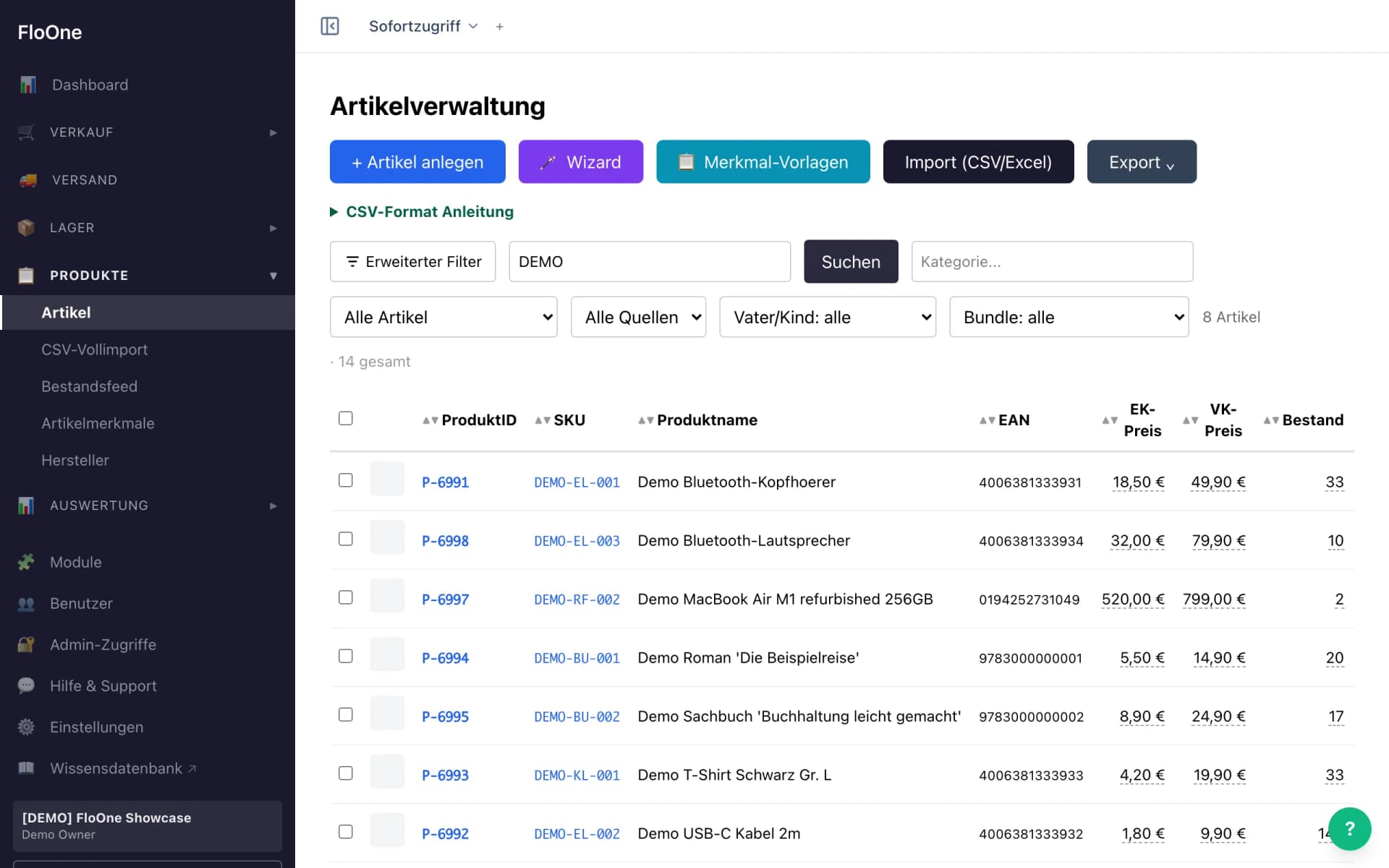 Artikelübersicht